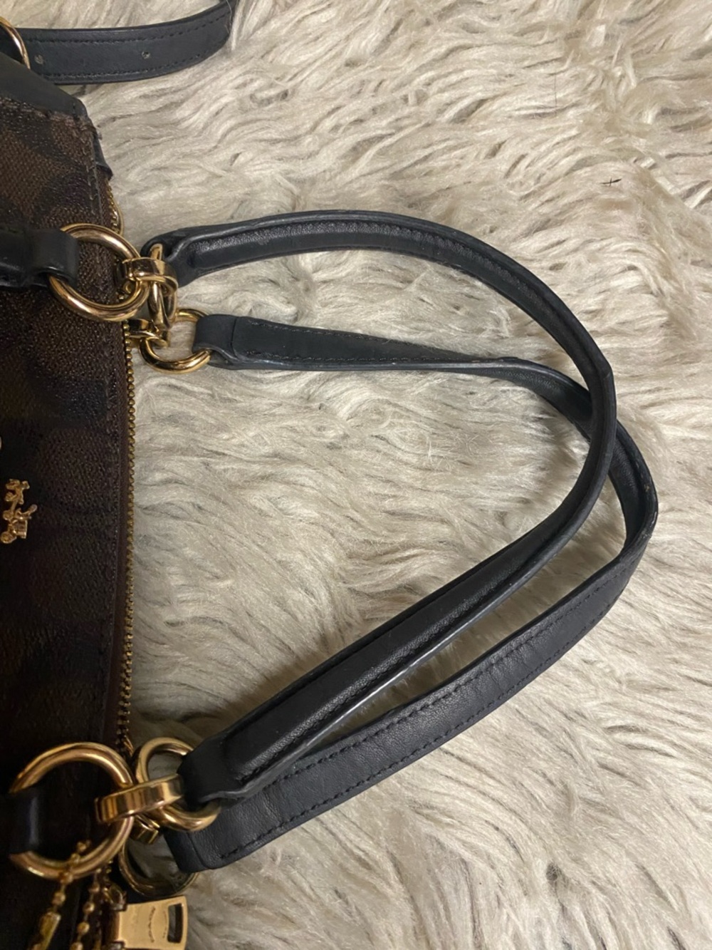 Coach Signature Mini Bennett Satchel Brown Black Gold Hardware Crossbody - Picture 12 of 16
